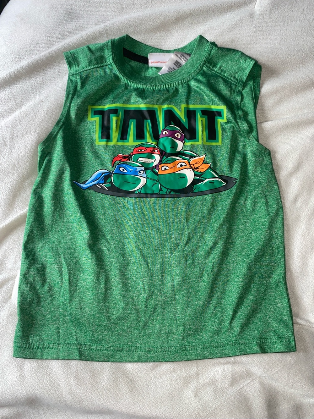 Nickelodeon Green TMNT Tank Top with Colorful Turtle Graphics